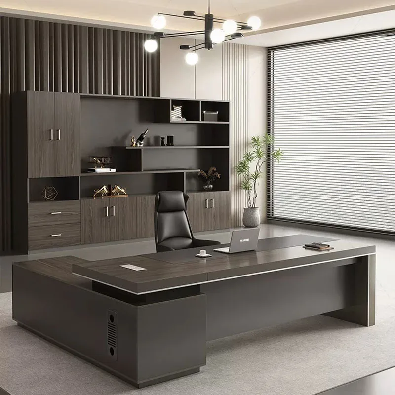 Minimalist European Office Desk Wooden Aesthetic Modern Decoration Office Desk Shelves Organizers Escrivaninha Home Furniture