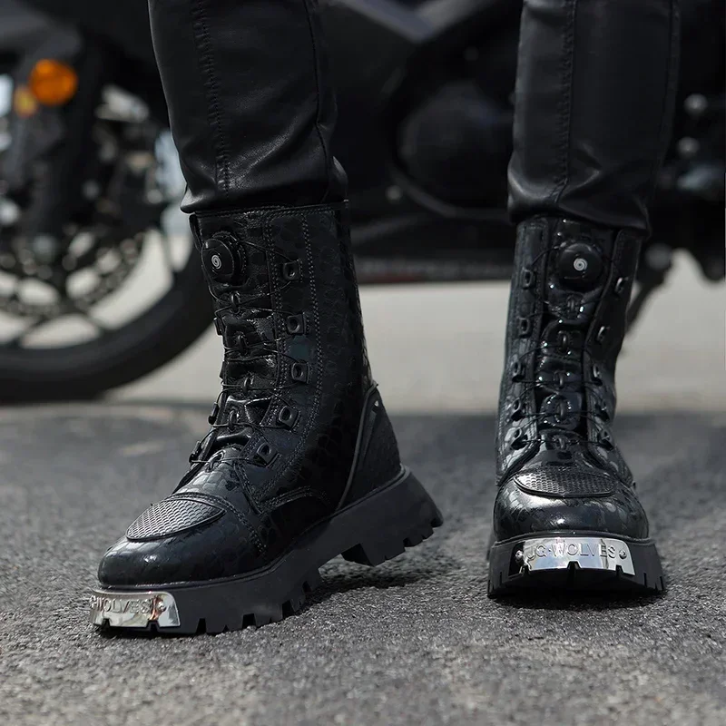 

Outdoor Sports Shoes Wear High-top Leather Motorcycle Shoe Unisex Competitive Professional Players Must Men's Large Size Bicycle