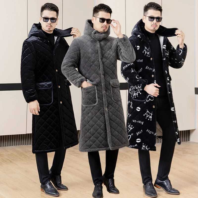 Męska zimowa ocieplana kurtka bawełniana z kapturem, modna odzież robocza, odzież domowa, płaszcz, długi rękaw, biznesowa, codzienna, elegancka.