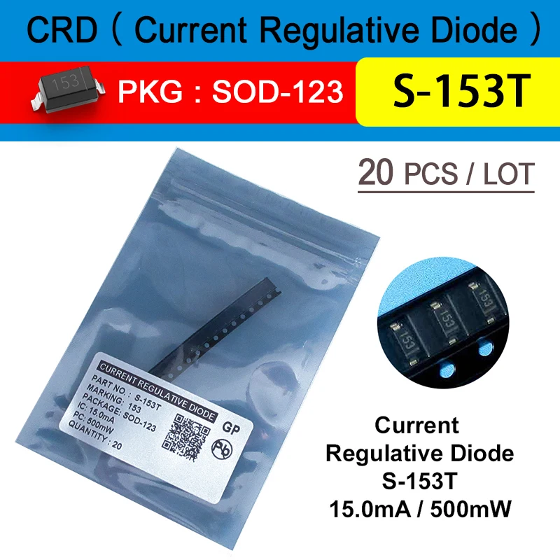 

20Pcs/Lot Crd Diodes S-153T 15Ma 100V Marking 153 Smd Sod-123 Current Regulative Diode Free Shipping