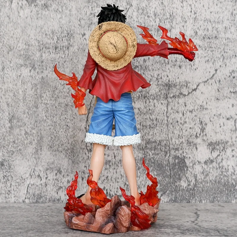 Anime One Piece Luffy Series New Four Emperors Gk Meteor Fire Fist Luffy Standing Statue Model Box Set Ornament Handmade