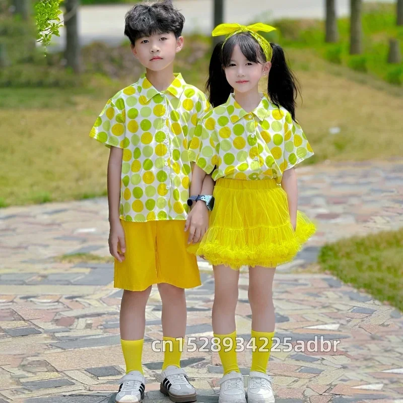 New Jazz Dance Performance Outfit Primary School Sports Meeting New Model Set Yellow Set Cheerleading Chorus Performance Clothes