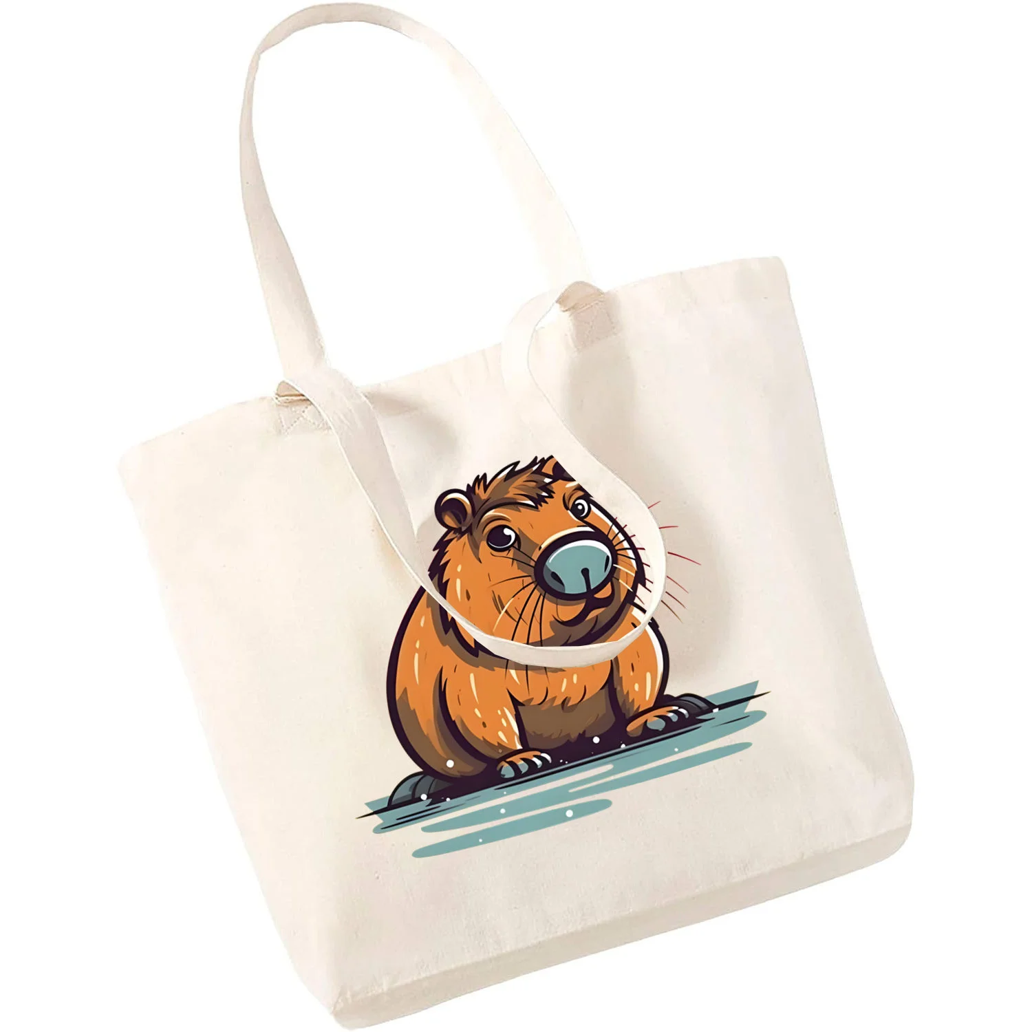 Capybara Cartoon non ti preoccupare Be Capy Capibara borsa da supermercato donna/stampa da uomo uso quotidiano borse di grande capacità