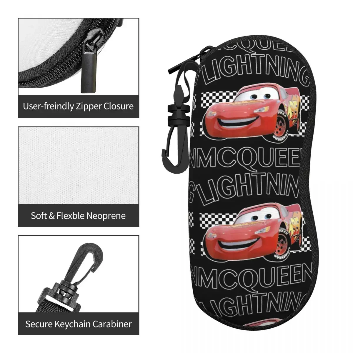 حافظة نظارات للسيارات من Lightning McQueen ، سحاب مضاد للسقوط ، صندوق تخزين نظارات كرتونية ، صندوق نظارات ، طباعة