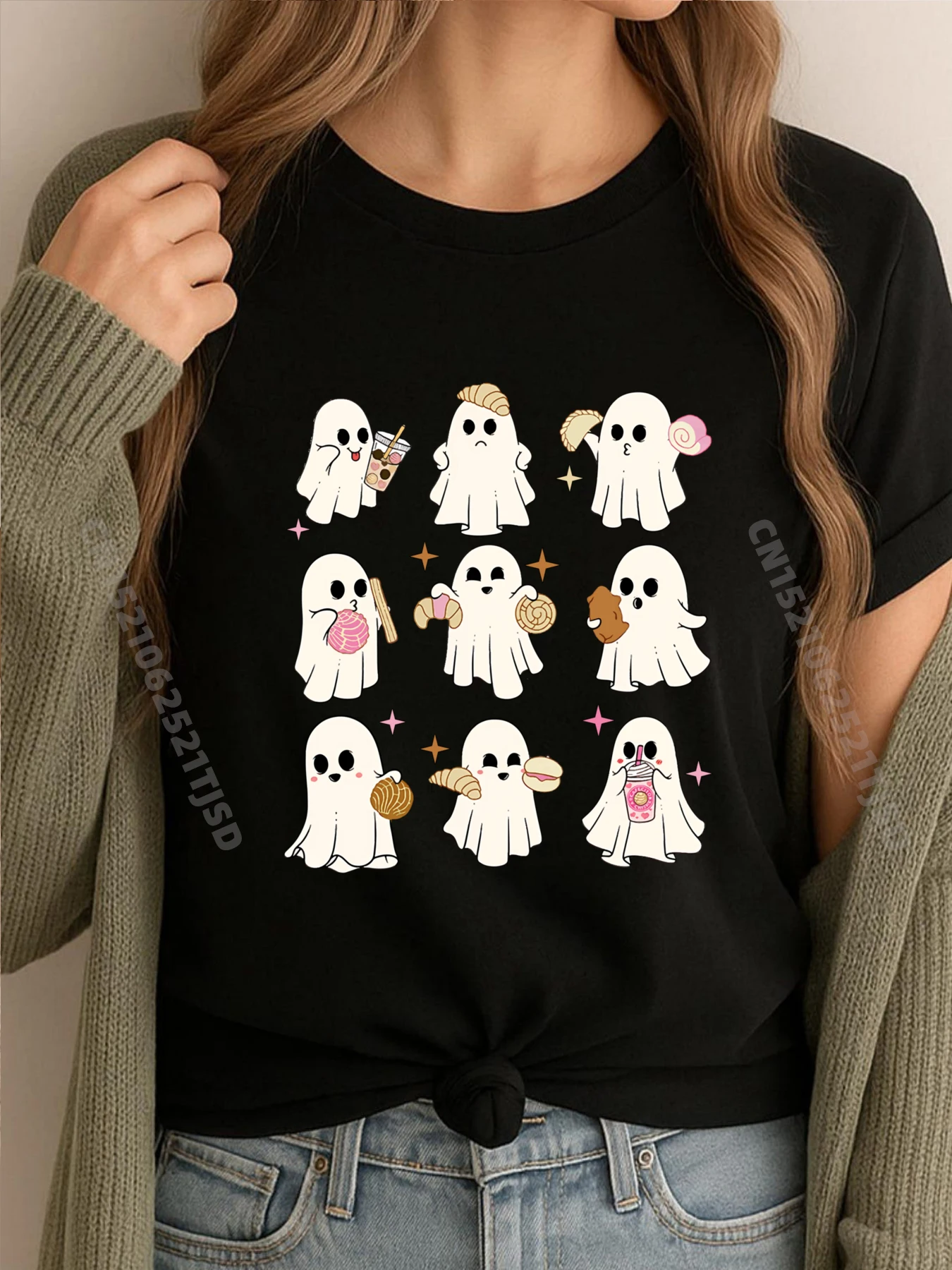 لطيف مخيف Conchas عموم دولسي المكسيكي هالوين شبح الجملة بلايز 100 قطعة Camisetas دي Hombre شعار