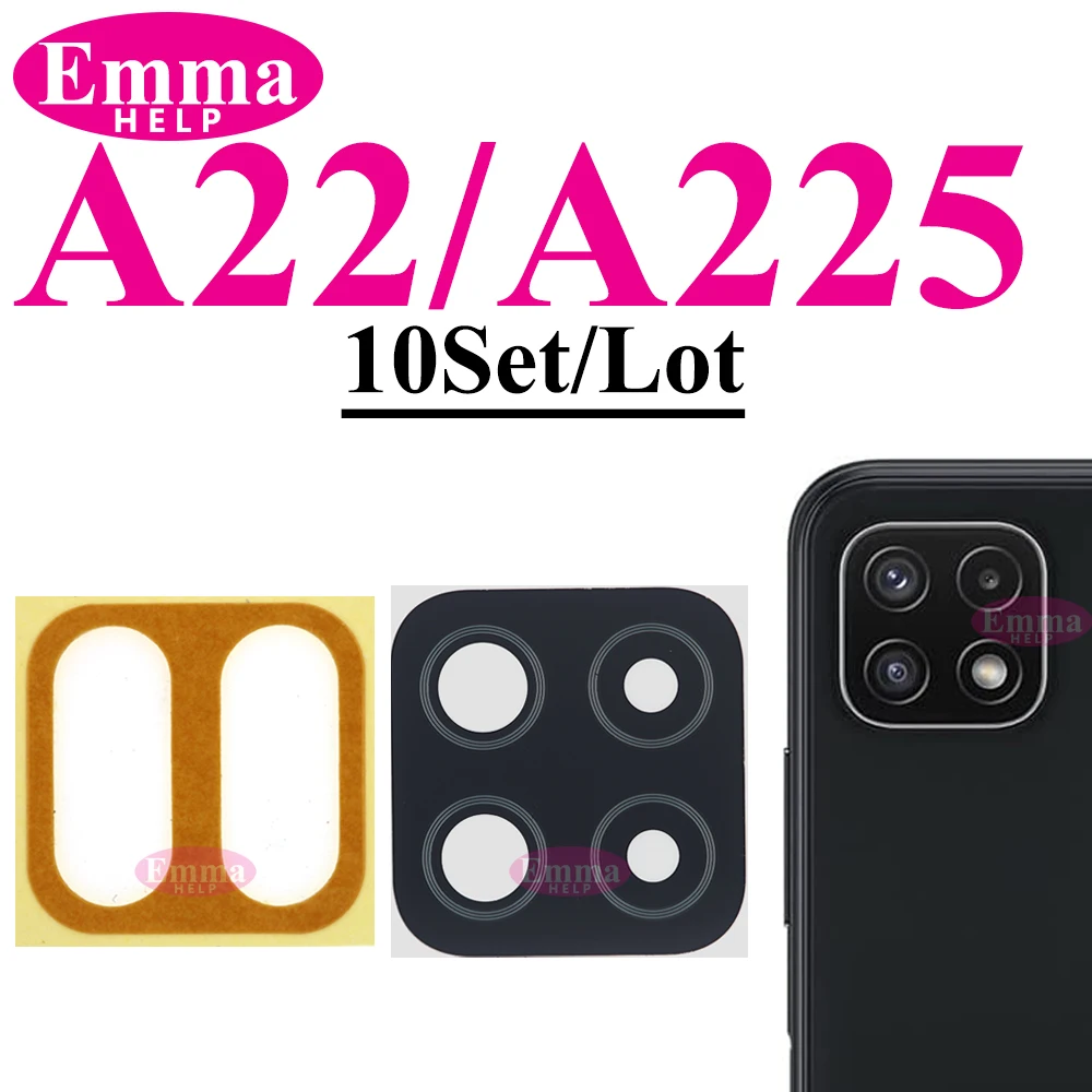 Back Rear Camera Glass Lens For Samsung A22 A32 A12 A13 A33 A53 A73 A52s A23 A02 A03 10Pcs With Ahesive Glue Sticker Replacement