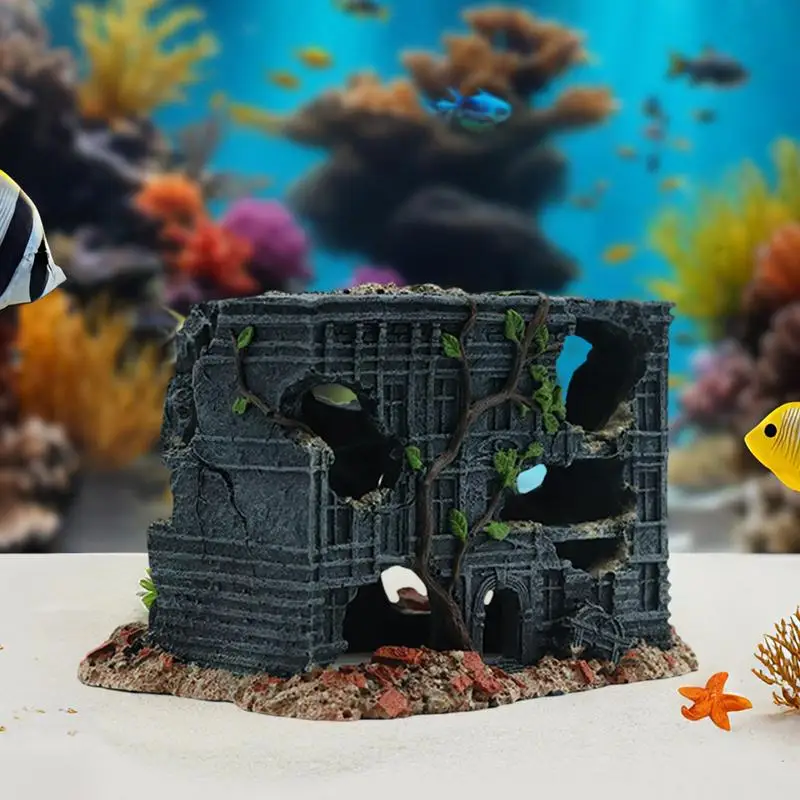 

Aquarium Animal Shelter Caves Fish Tank Decorative House Realistic Aquatic Life House Crafts For Reptile Habitat Accessories