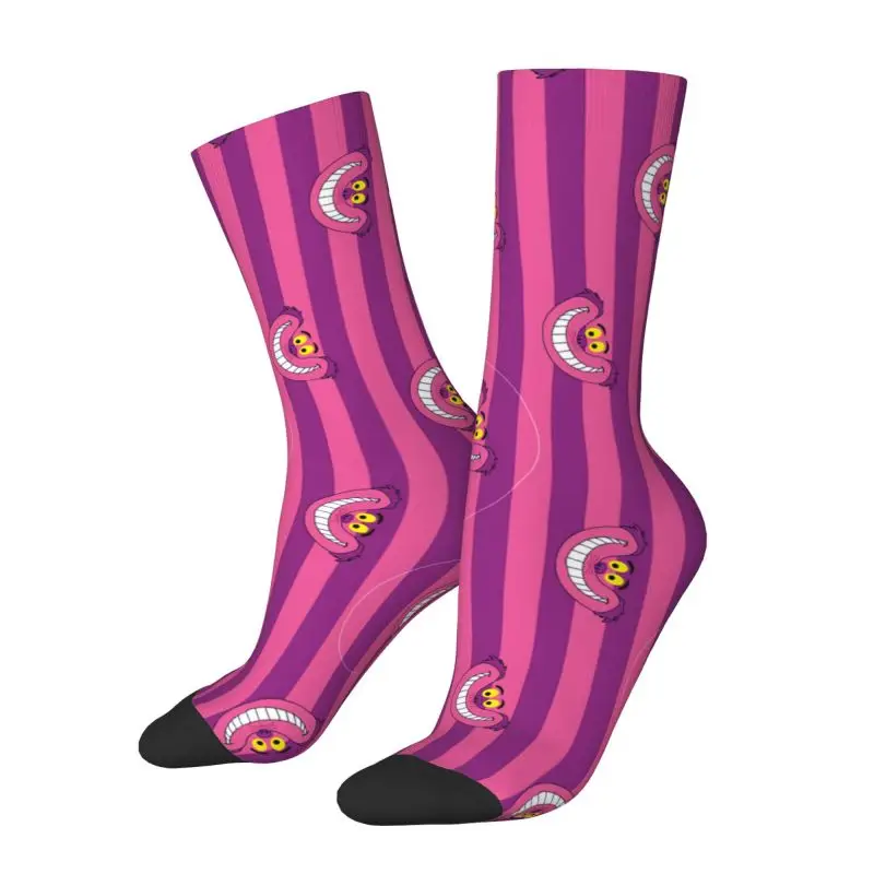 Cool Alice In Wonderland Cheshire Cat Socks Men Women Warm 3D Printing Sports Basketball Socks