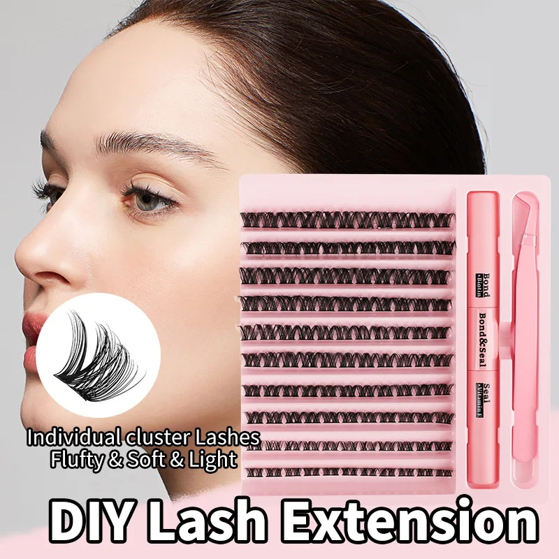 PRAECLARUS DIY Eyelash Kit 100％ Handmade Cluster Premade Volume Fans Eyelash With Lash Bonder And Seal Lash Glue Kit