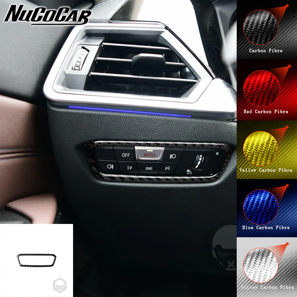 

For BMW 3 4 Series M4 G20 G28 2019-2021 Carbon Fiber Headlight Switch Panel Cover Car Interior Accessories Decorative Stickers