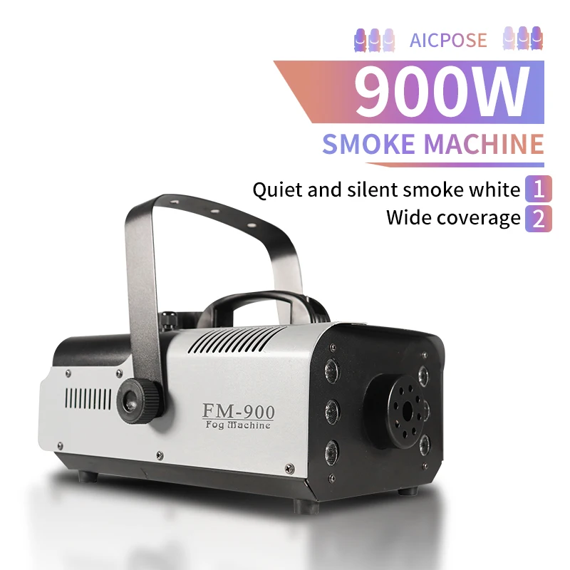 900W Smoke Machine with 6x3w RGB LED Wireless Remote Portable Party City Fog Machine Smoke Car for Stage Party Wedding Bar