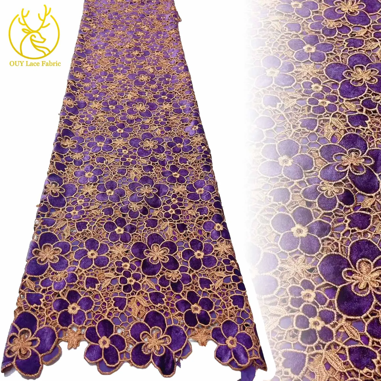 

African Velvet Laser Embroidered Lace Fabric 2025 High Quality Swiss Nigerian Rope Silk Fabric For Women Party Dress Material