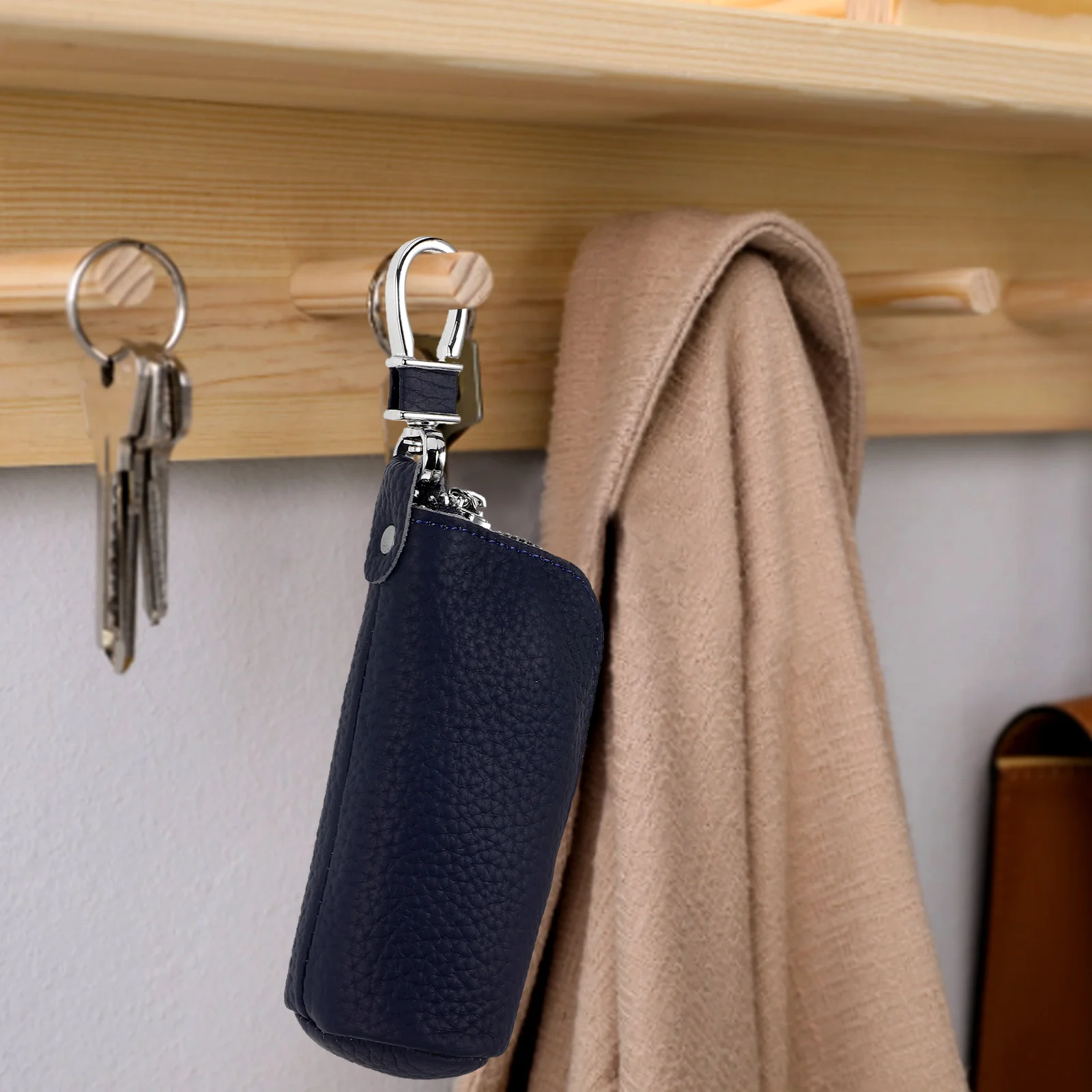 

Multifunctional Wallet Soft Silver Buckle Durable Stitching Strong Zipper Car Key Fob Holder Pouch Case Organizer Small