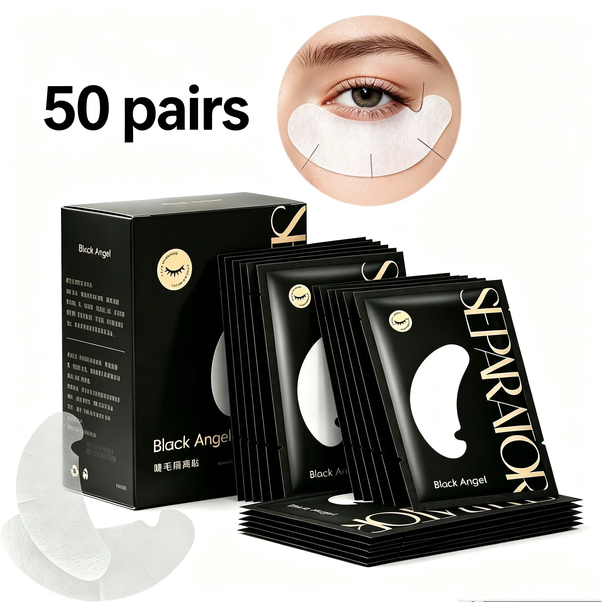 50Pcs Professional U-Shape Eyelash Extension Eye Pads Ergonomic Under Eye Gel Patches Lash Isolation Grafting Tools Case Packed