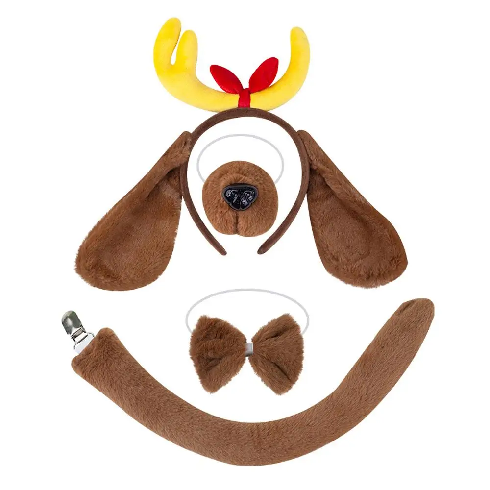 Cute Halloween Animal Ears and Tail Set Holiday Masquerade Dog Cosplay Costume Dress-up Accessories for Kids and Adults