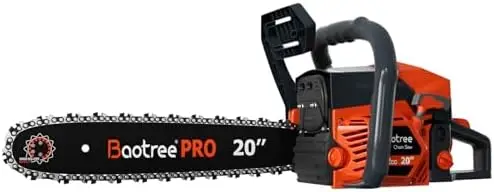 62cc Gas Chainsaw with 20 Inch Guide Bar, Professional Chain Saw for Large Trees, Long Lasting Engine & Low