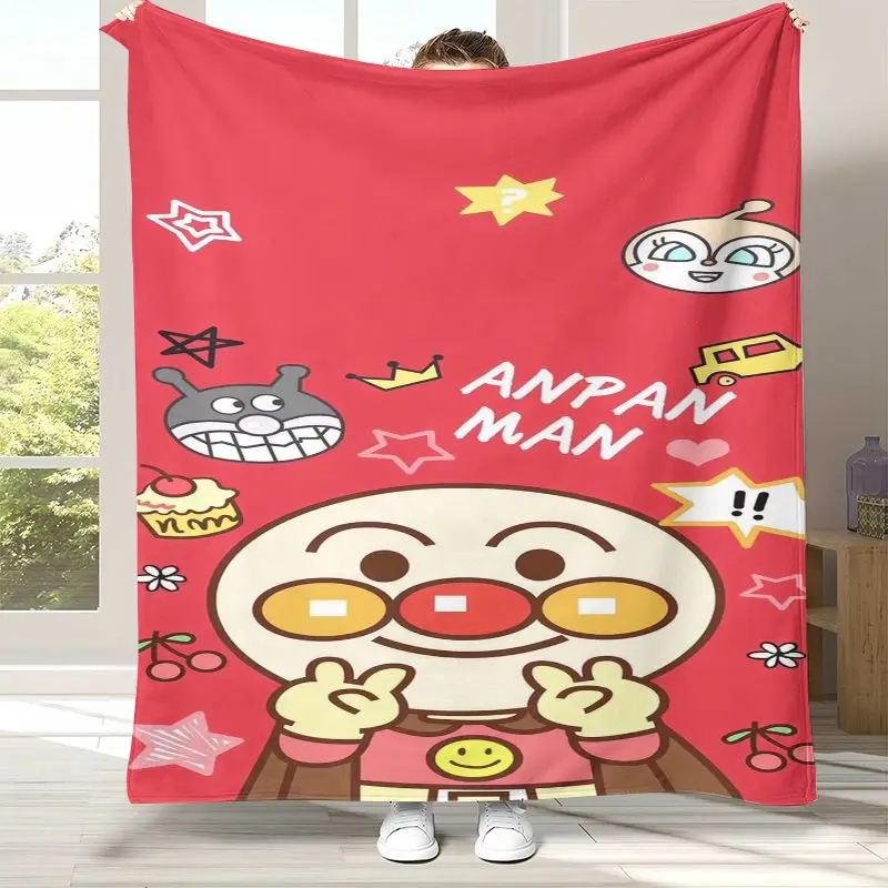 3D Vintage Cute Anpanman Cartoon Soft Plush Blanket,Flannel Throw Blanket for Living Room Bedroom Bed Sofa Cover Picnic Gift