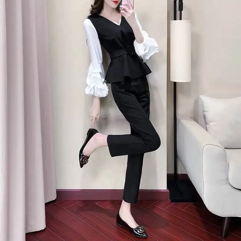 ชุดสูทผู้หญิงไซส์ใหญ่ แฟชั่นใหม่ ทรงเข้ารูป ชุดทำงานสองชิ้น