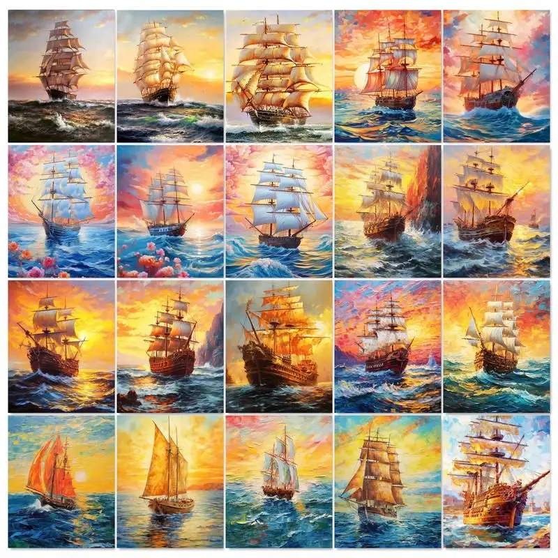 

GATYZTORY Sailboat Painting By Numbers On Canvas Diy Kit For Adults Seascape Acrylic Paint Oil Picture Of Coloring By Numbers