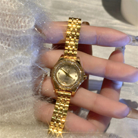 IEKE Square and Round Steel Strap Small Gold Watch Temperament Women's  Watch Model Set with Diamonds Luxury Wrist Watch