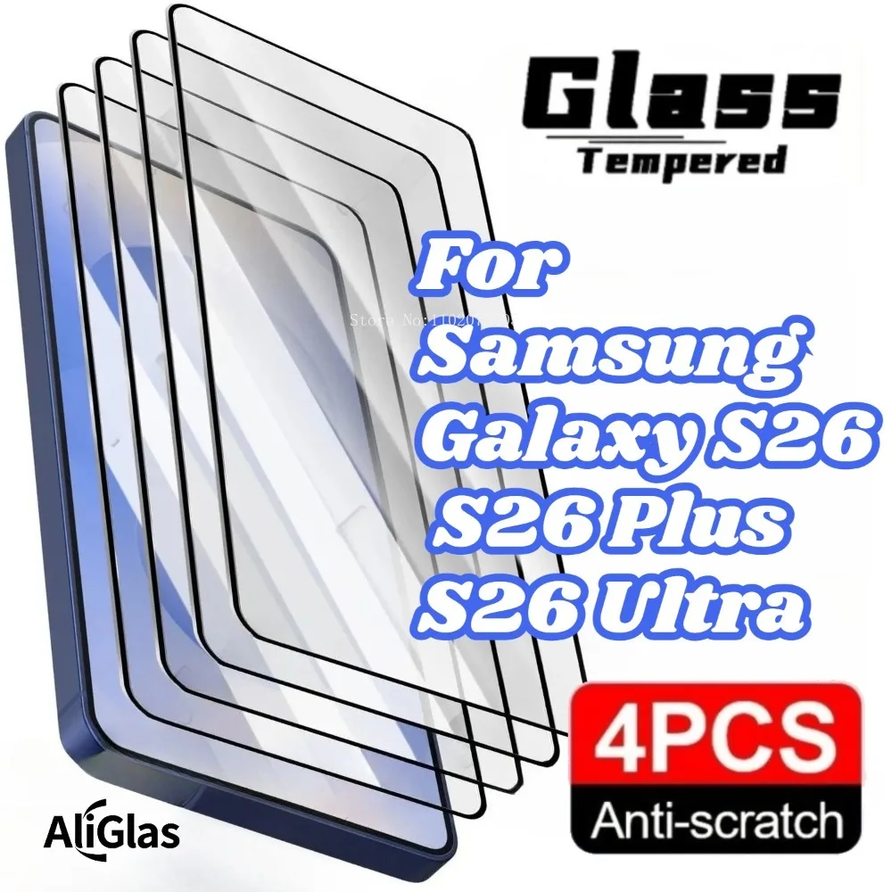 

4 шт. для Samsung Galaxy S26 Ultra S26 Plus, прозрачная пленка из закаленного стекла HD для Samsung Galaxy S26 Series, глянцевая защитная пленка для экрана
