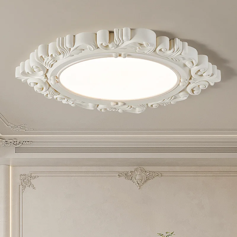 French Minimalist Resin Acrylic Ceiling Lights Court Style Eye Protection Kitchen Cafe Restaurant High-end Carved Ceiling Lamps