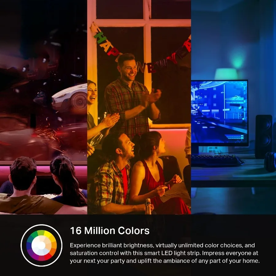 شريط إضاءة LED ذكي من كاسا RGB 32.8 قدم 2 لفات من 16.4 قدم. شريط WiFi LED يعمل مع Alexa وGoogle Assistant High Brightn Trimmab