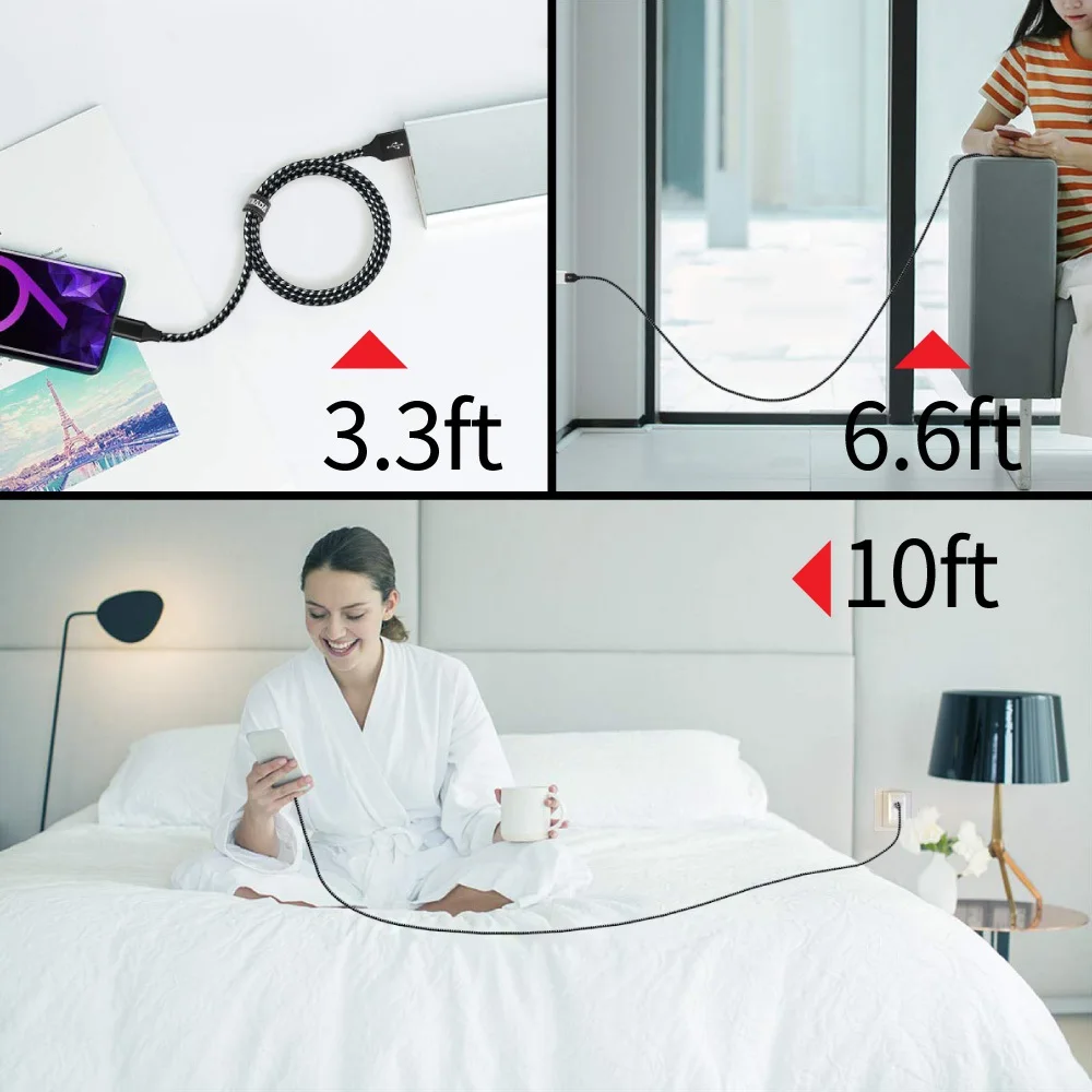 5 حزم 18 واط USB نوع C كابل شحن شاحن سلك بيانات الحبل آيفون 16 15 ماك بوك سامسونج S21 S20 S10 S9 S8 هواوي P40 Xiaomi 9