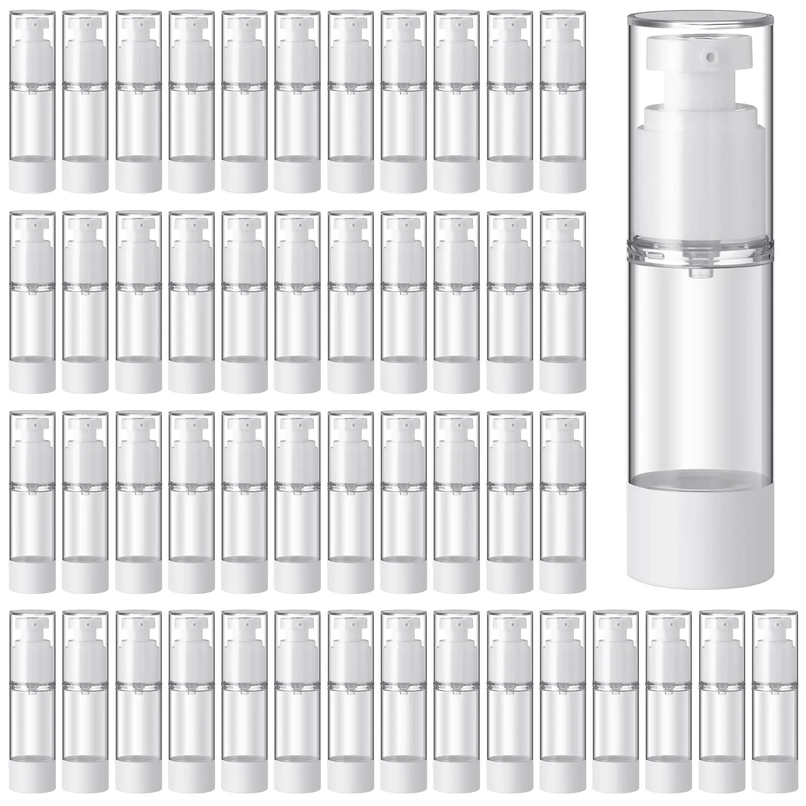12 Pcs Clear Airless Pump Bottles Refillable Cosmetic Travel Dispenser Vacuum Plastic Travel Bottles Empty Lotion Pump Dispenser