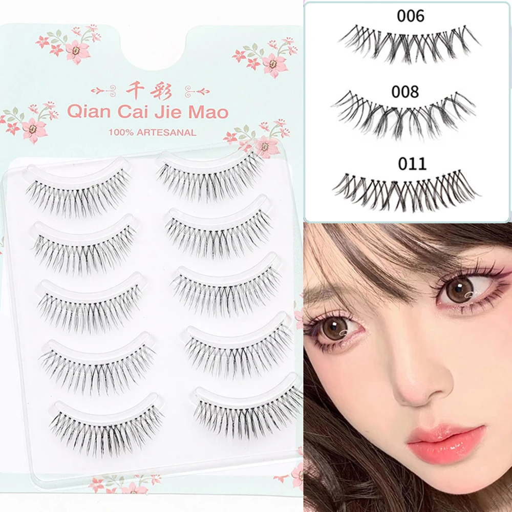 5-pair Manga Eye A Shaped False Eyelashes Wet Lashes Thick Manhua Spiked Eyelashes Naturally Soft Douyin Makeup Lash Extension