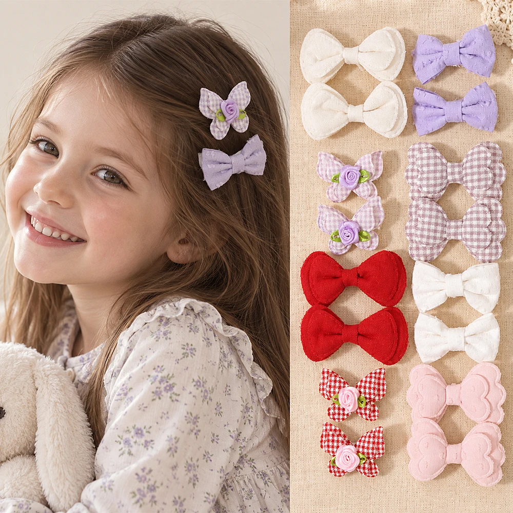 1 Set Fabric Bow Hair Clips Children and Teenagers in Autumn and Winter Daily Party Outfits Hair Accessories Girl Hair Clip Gift