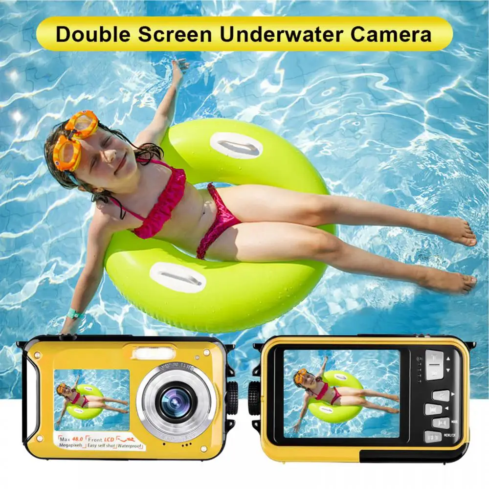 Waterproof Anti-Shake Digital Camera 1080P Full Selfie Video Recorder for Underwater DV Recording Present