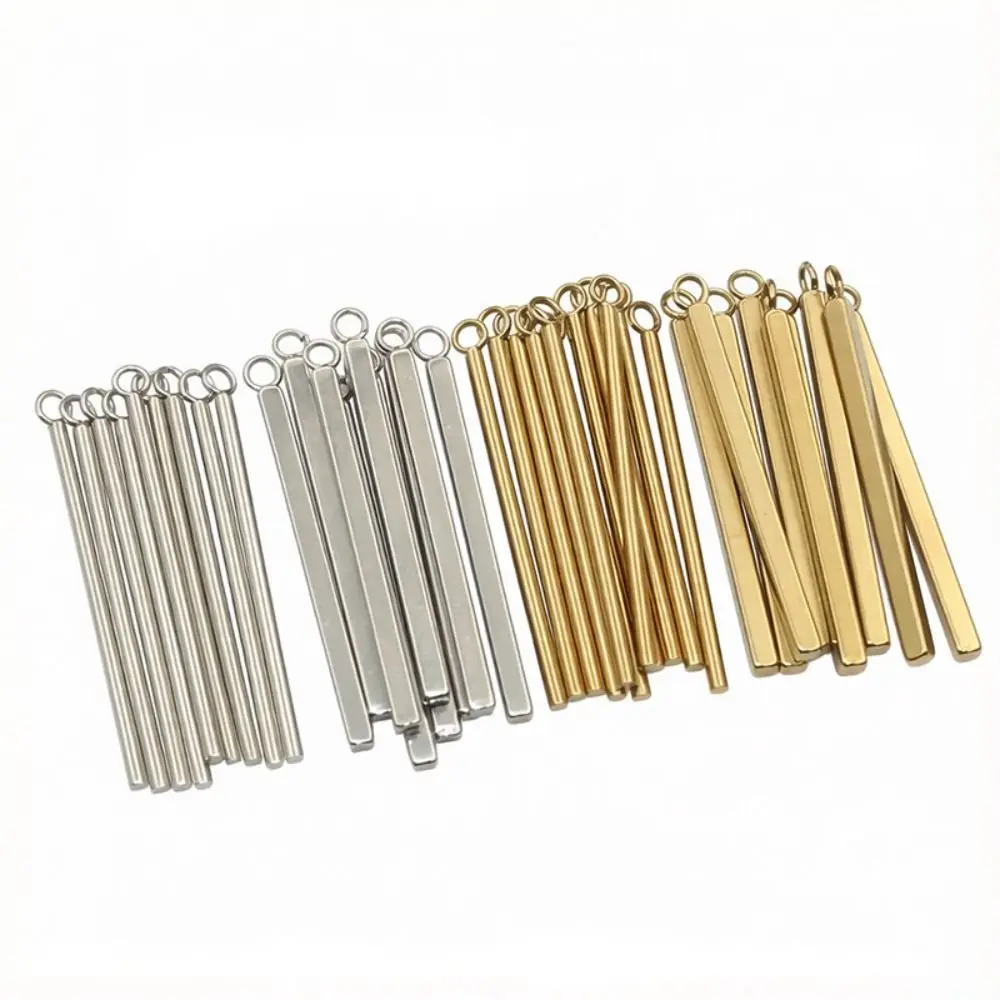 Stainless Steel Straight Tube Pendant Rectangular Shape Cylinder Shape Jewelry Charms Hollow Tube Design 20/30mm Length