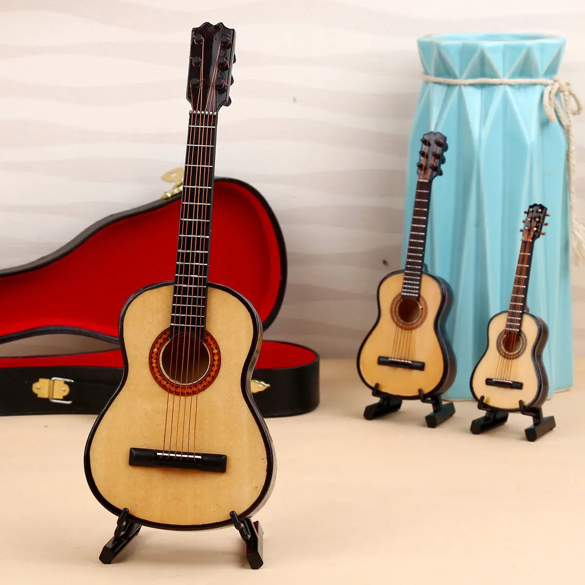 Guitar Model Decor Mini Guitar Display Miniature Wooden Guitar Model Display Mini Ornaments Craft Home Decor Mini Guitar Model