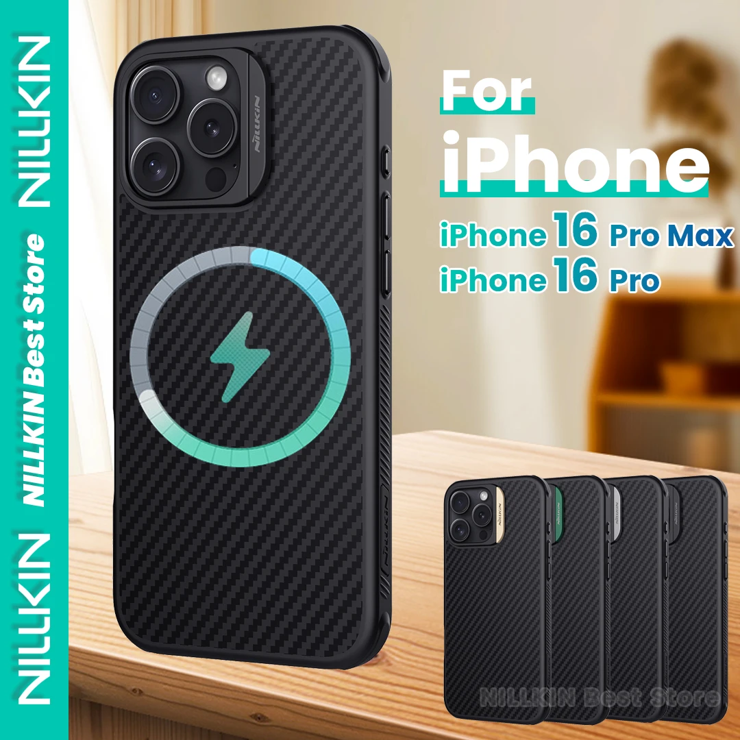 

Чехол Nillkin для Iphone 16 Pro Max/16 Pro, чехол для телефона 600D, кевларовый магнитный чехол Magsafe с беспроводной зарядкой, противоударный чехол из углеродного волокна