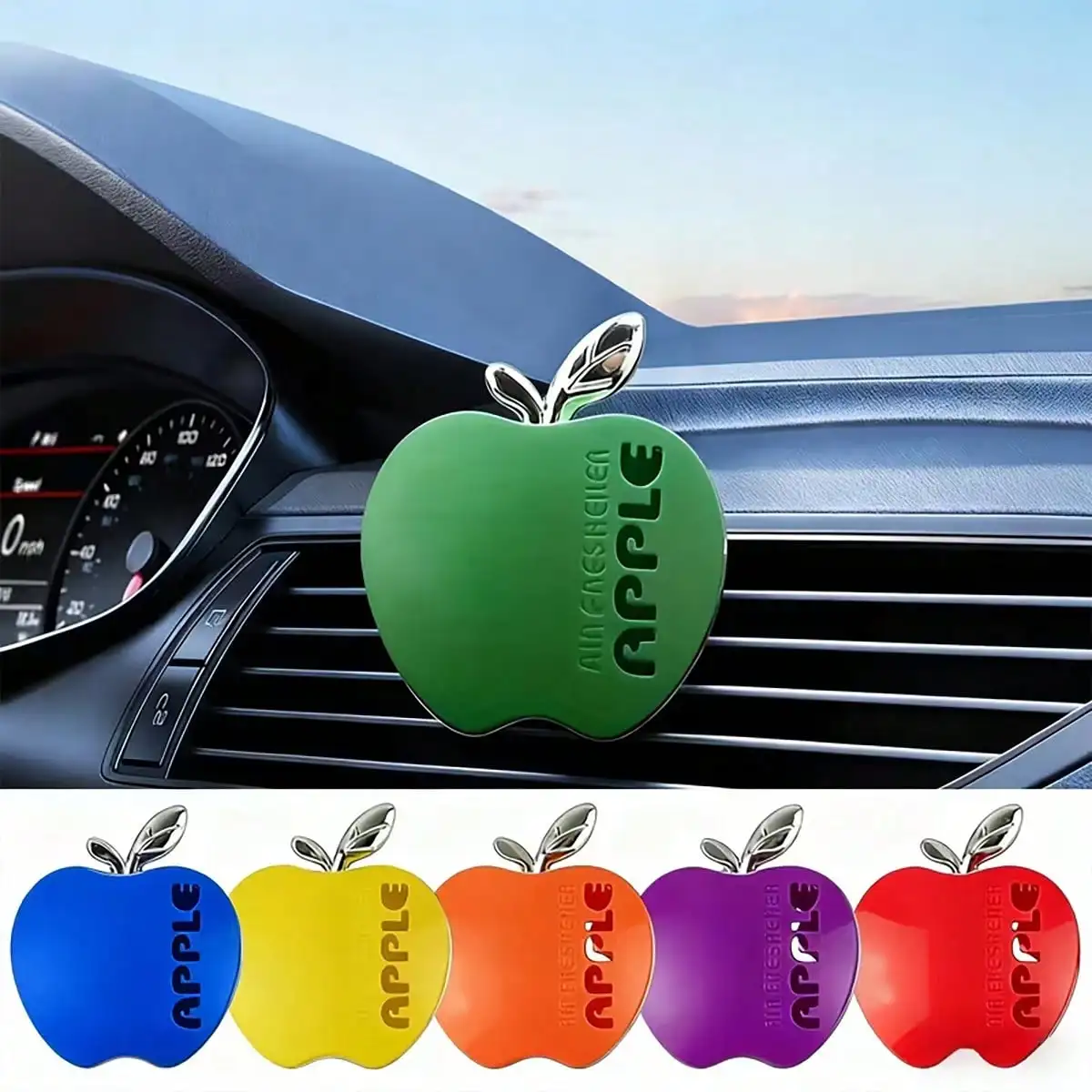 5 Fragrance Pieces + 1 Apple-Shaped Luxury Fragrance Long-Lasting Car Air Freshener - Car Air Vent Fan-Shaped Decorative Hanging Piece, Easy-To-Use Car Interior Fragrance and Fresh Scent, Car Aroma Diffuser, Car Fragrance, Landscape Design, Modern Car Accessories, Premium Fragrance, Ultrasonic Mist, Aroma Diffuser, Natural Fragrance, Long-Lasting Deodorizer, Wireless Car Fragrance for Room, Desktop, Toilet, Fragrance Gift, Travel Fragrance