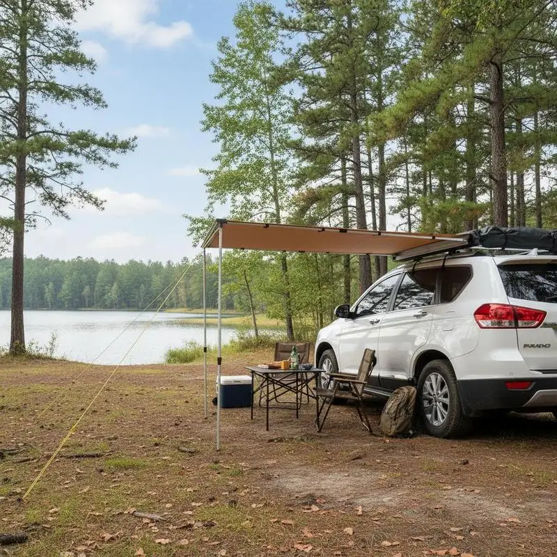 Vehicle Canopy 4.6'x6.6' For SUV Truck Camper Van, PU3000mm UV50+ Retractable Shelter Storage Bag Included