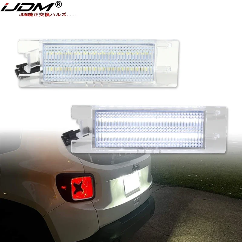 iJDM OEM-Fit 3W Full LED License Plate Light For Jeep Renegade, Powered by 18-SMD Xenon White LED & Can-bus Error Free 2015-up