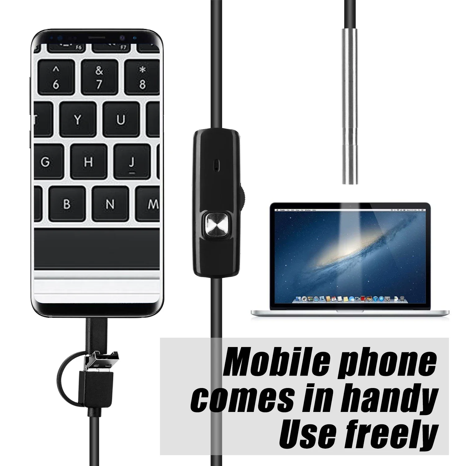 Caméra endoscopique étanche avec LED réglable, inspection pour Android PC, endoscope, objectif minuscule, micro USB, type C, 3 en 1, 3.9mm, nouveau