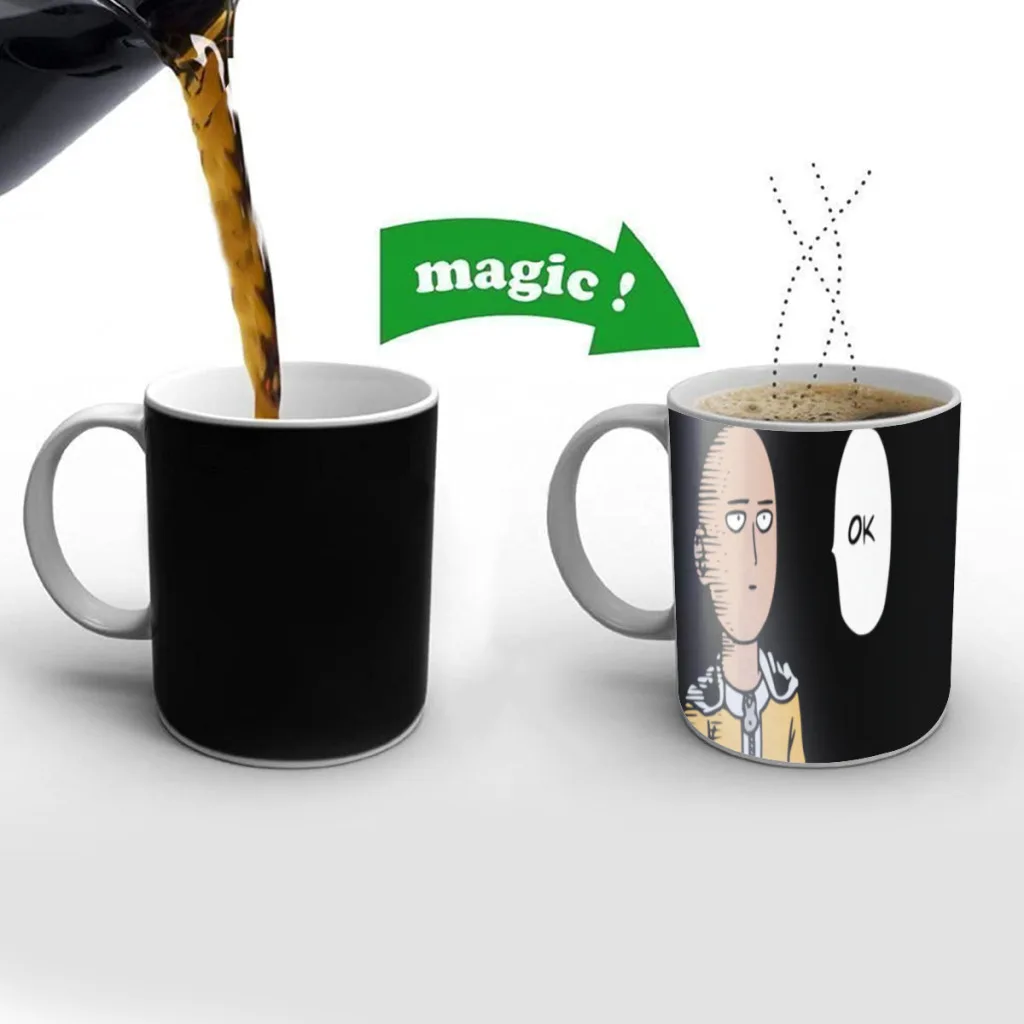 

Anime ONE PUNCH MAN One Piece Coffee Mugs And Mug Creative Color Change Tea Cup Ceramic Milk Cups Novelty Gifts