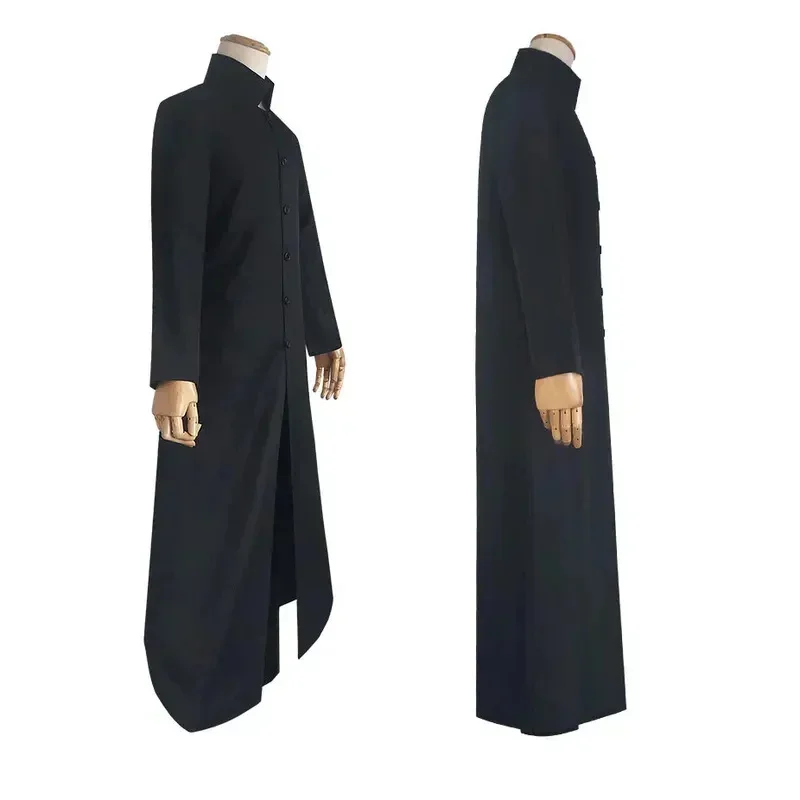 معطف نيو خندق أسود مصفوفة أزياء تنكرية للرجال أزياء حفلات الهالوين كوس بلاي ملحقات الدعامة #4