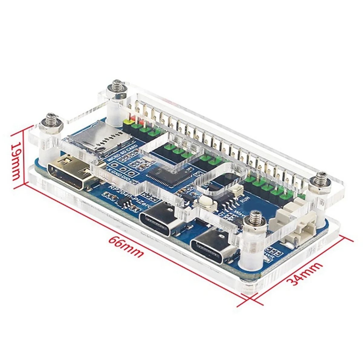 Development Board Protective Acrylic Case, Motherboard Reserved Wiring Port Module, Raspberry Pi Rp2040-Pizero