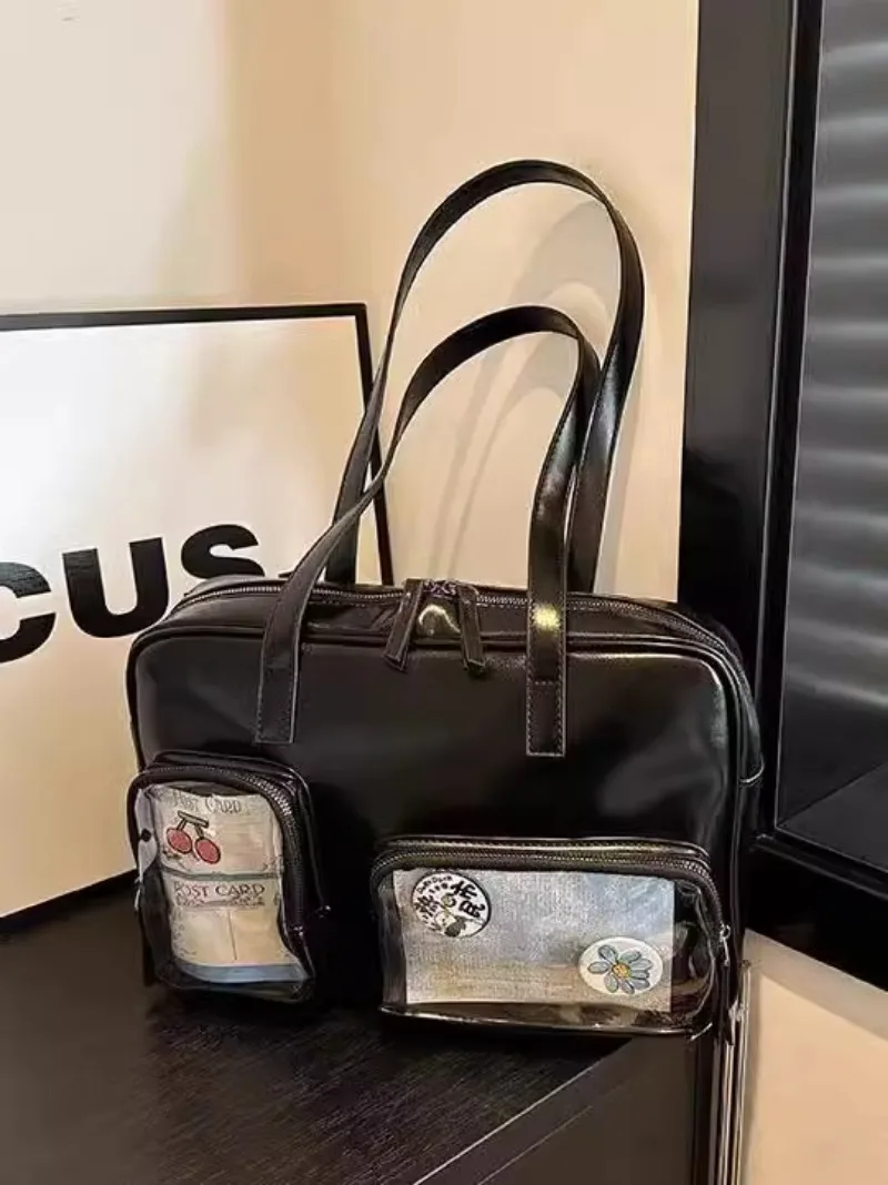 Novo transparente ita bolsos mujer grande capacidade bolsa de mão bolsos duplos sac femme axilas sacos ombro alta capacidade bolso