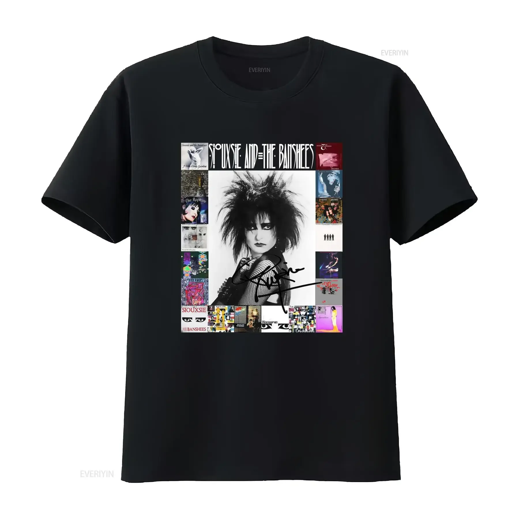 Vintage Gothic Punk Rock Siouxsie And The Banshees Album Collage Print Casual T Shirt vintage Washed Breathable Versatile