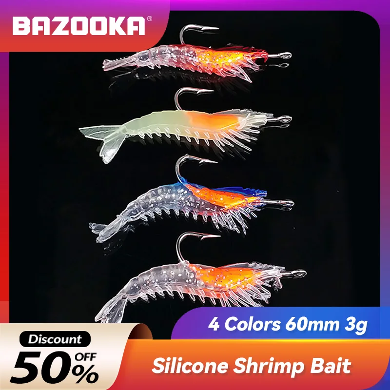 

Bazooka Soft Shrimp Bait Fishing Lure Sinking Luminous Squid Jig Octopus Cuttlefish Winter Artificial Silicone Swimbait Wobbler