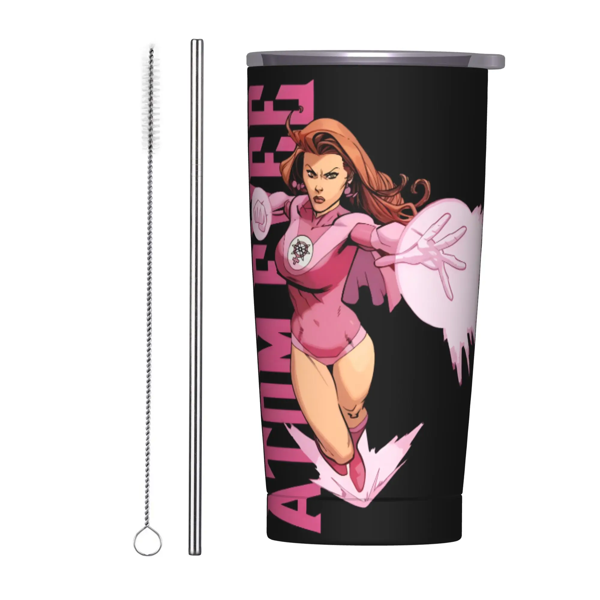 Stainless Steel Tumbler Anime Pretty Hero Atom Eve Thermal Mug  Leakproof Cold Drink Driving Water Bottle
