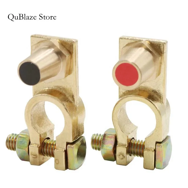 

1 Pair Car Brass Battery Modification Connector Pile Clip Big To Small Head Convertor Negative Positive