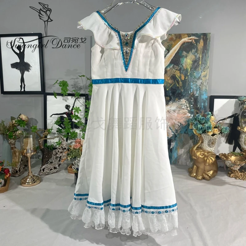 White  Romantic Ballerina Dress Graduation Ball Variations Professional Ballet Costumes Girl BT4378