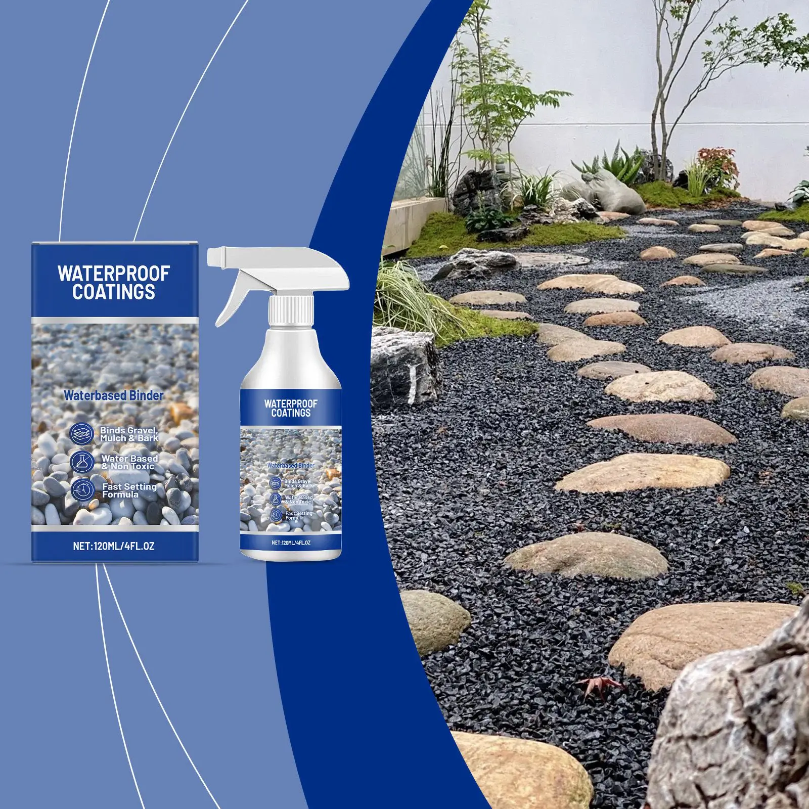 Eco-Friendly Water-Based Resin Adhesive – Weatherproof Gravel Binder for Garden Paths, Mulch Stabilization & Outdoor DIY Project