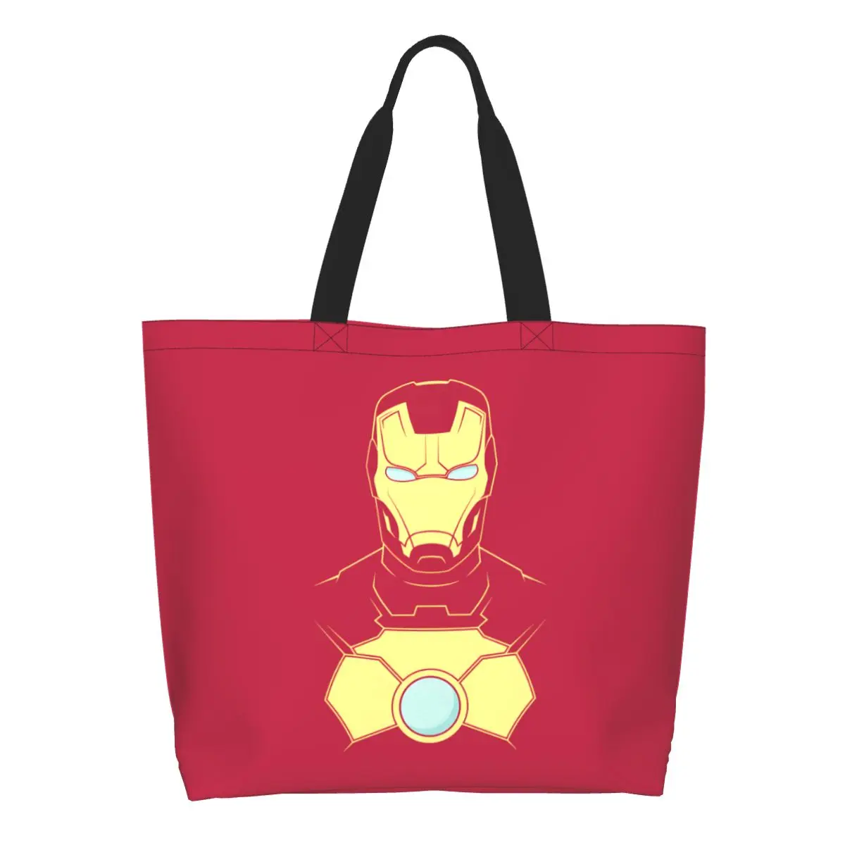 

Custom Iron Man Canvas Shopping Bags Women Reusable Large Capacity Groceries Superhero Tote Shopper Bags